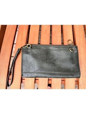 Joy Susan Olive Green pLeather Wristlet Crossbody Bag